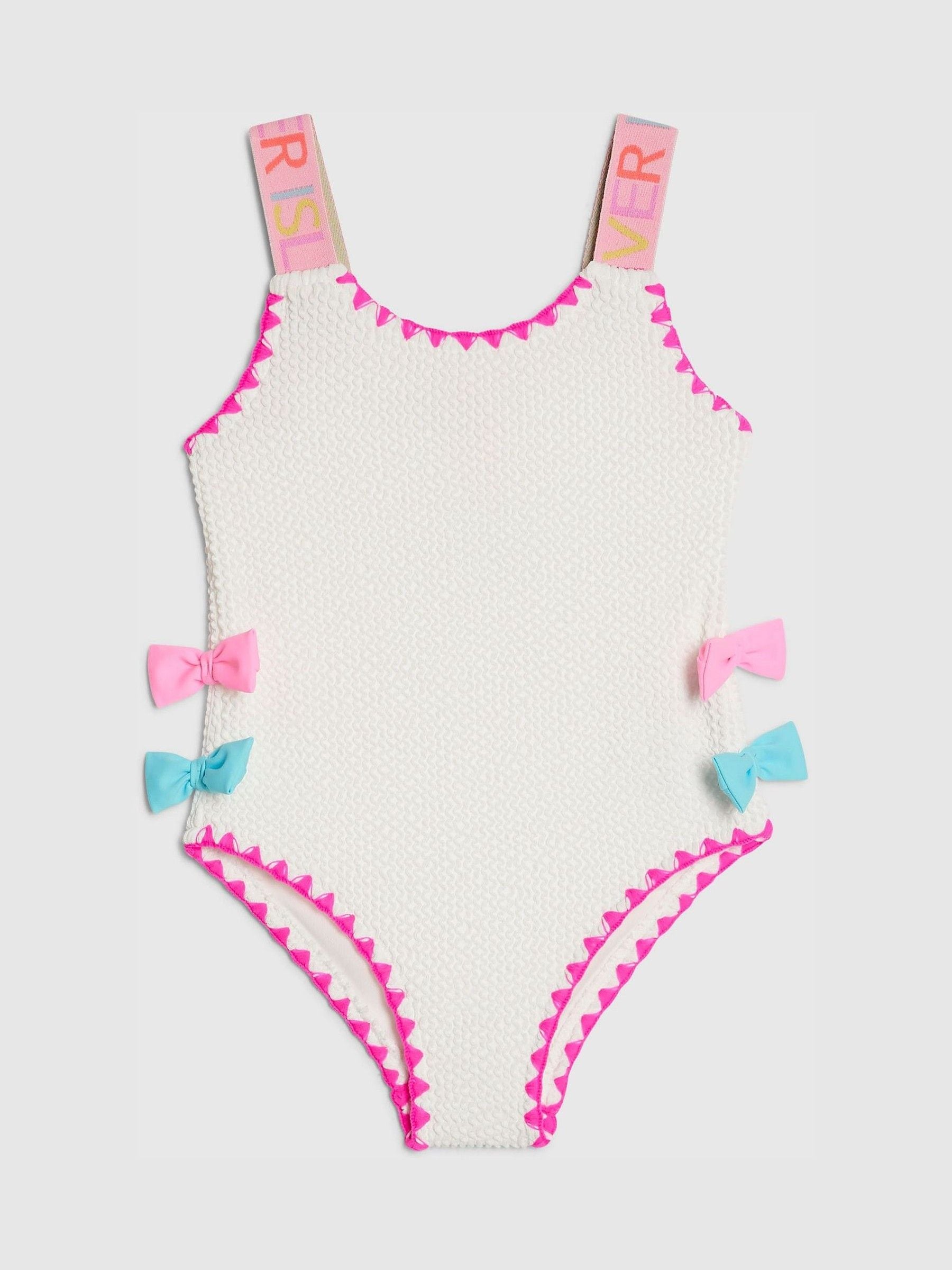 Dsiney Kidz - River Island White Side Bow Textured Swimsuit image 1