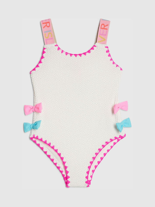 Dsiney Kidz - River Island White Side Bow Textured Swimsuit image 1