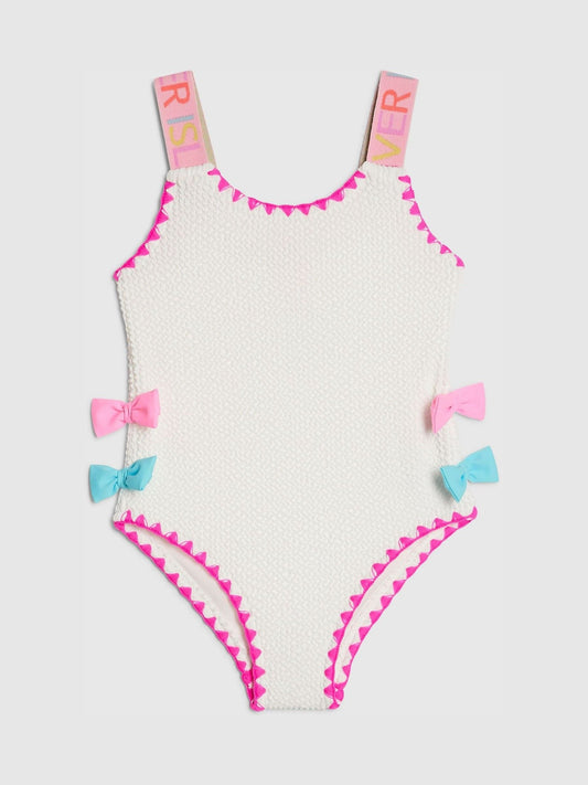 Dsiney Kidz - River Island White Side Bow Textured Swimsuit image 1