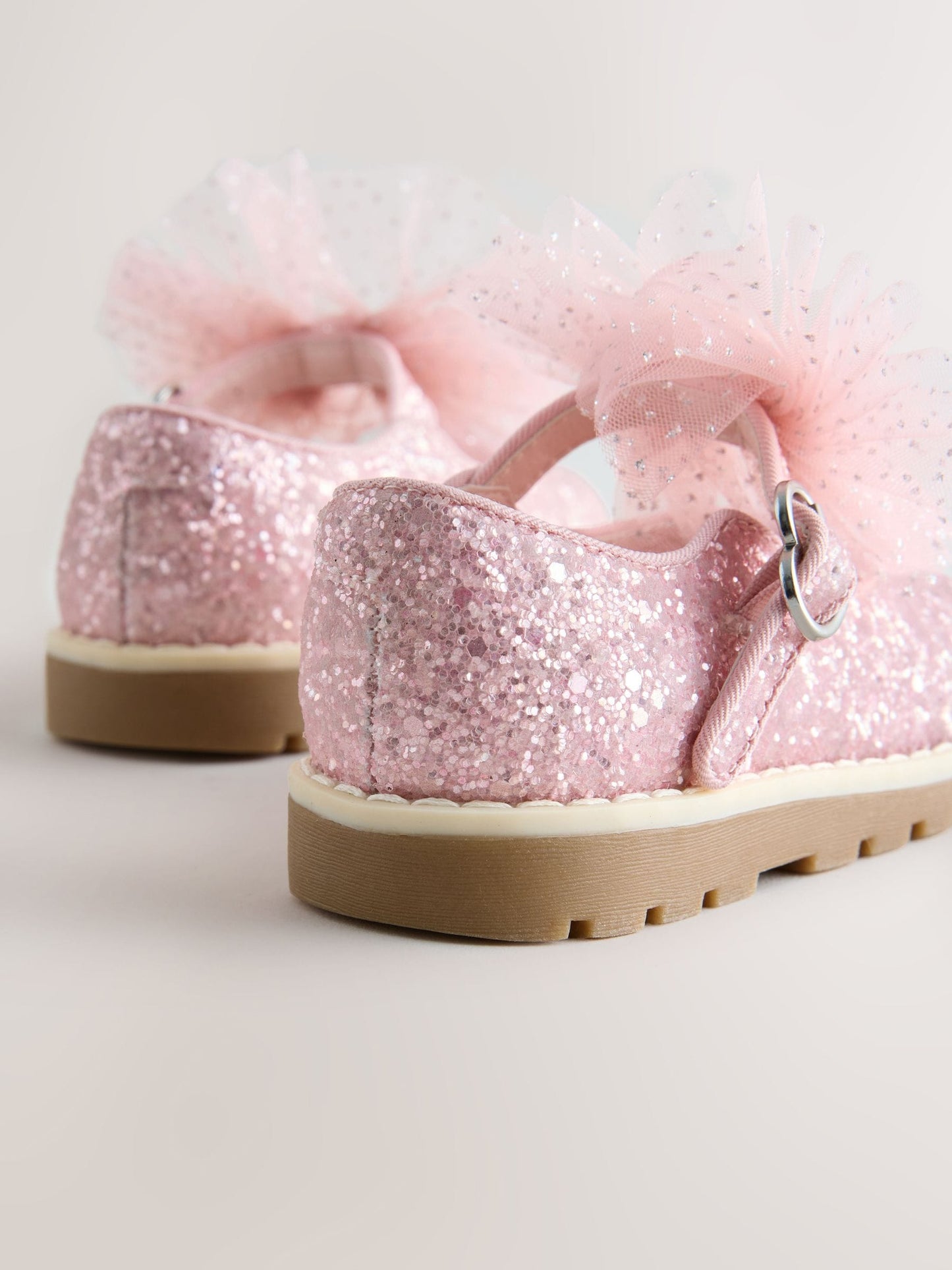 Pink Glitter Wide Fit (G) Chunky Bow Mary Jane Shoes image 5