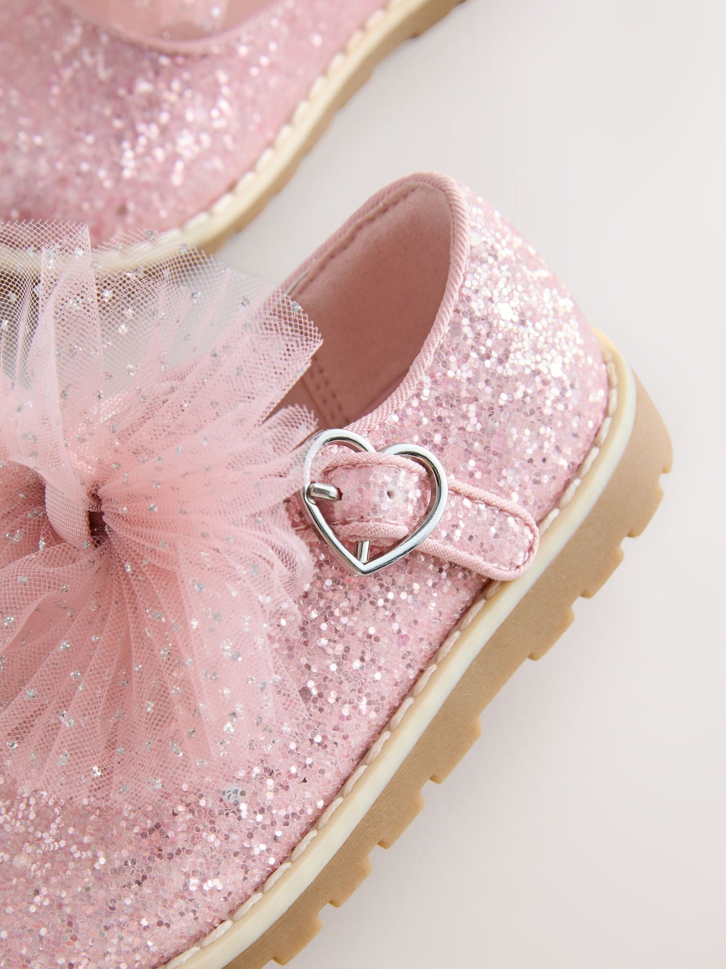 Pink Glitter Wide Fit (G) Chunky Bow Mary Jane Shoes image 6