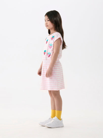 Hatley Pink Strawberry Stripes Cinched Waist Relaxed Dress image 2