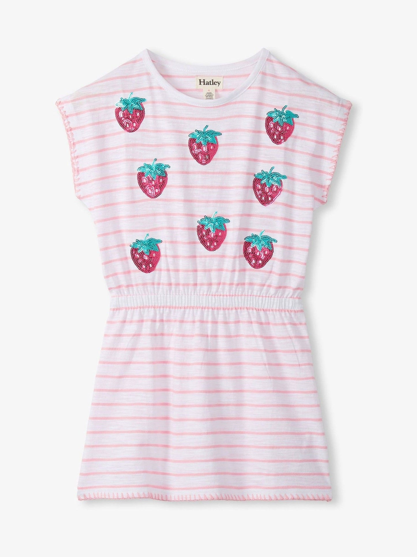 Hatley Pink Strawberry Stripes Cinched Waist Relaxed Dress image 3