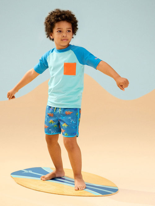 Hatley Blue Dino party Swim Shorts image 1