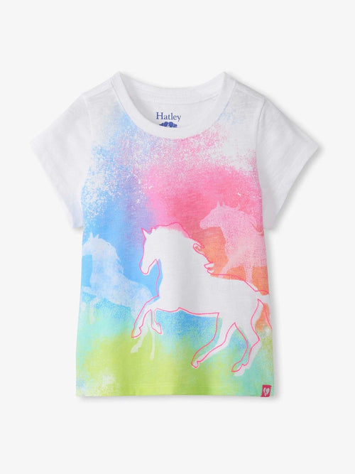 Hatley White Running Horses Graphic T-Shirt image 1