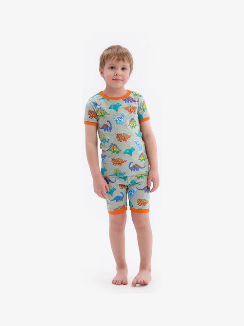 Hatley Grey Dino Print Cotton Short Pyjamas Set - image 1