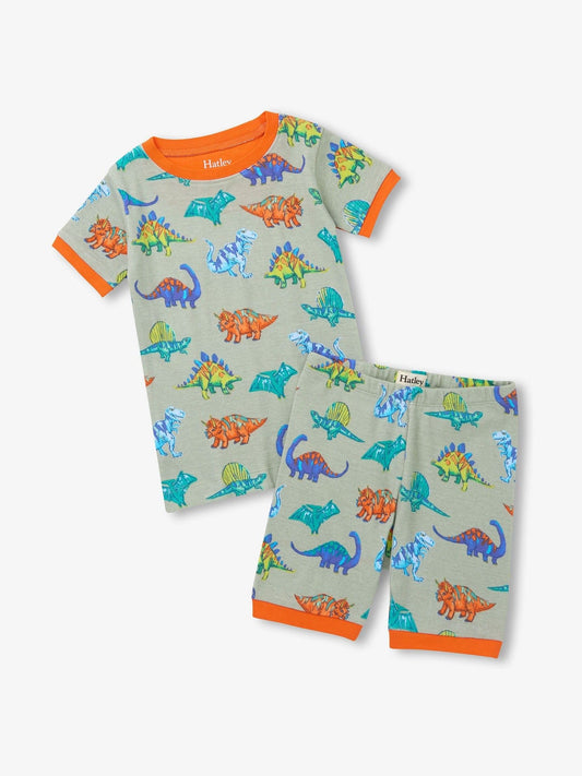 Hatley Grey Dino Print Cotton Short Pyjamas Set - image 2