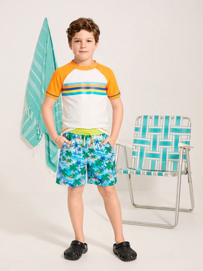 Hatley Sky Blue Palm Tree Print Swim Shorts image 1