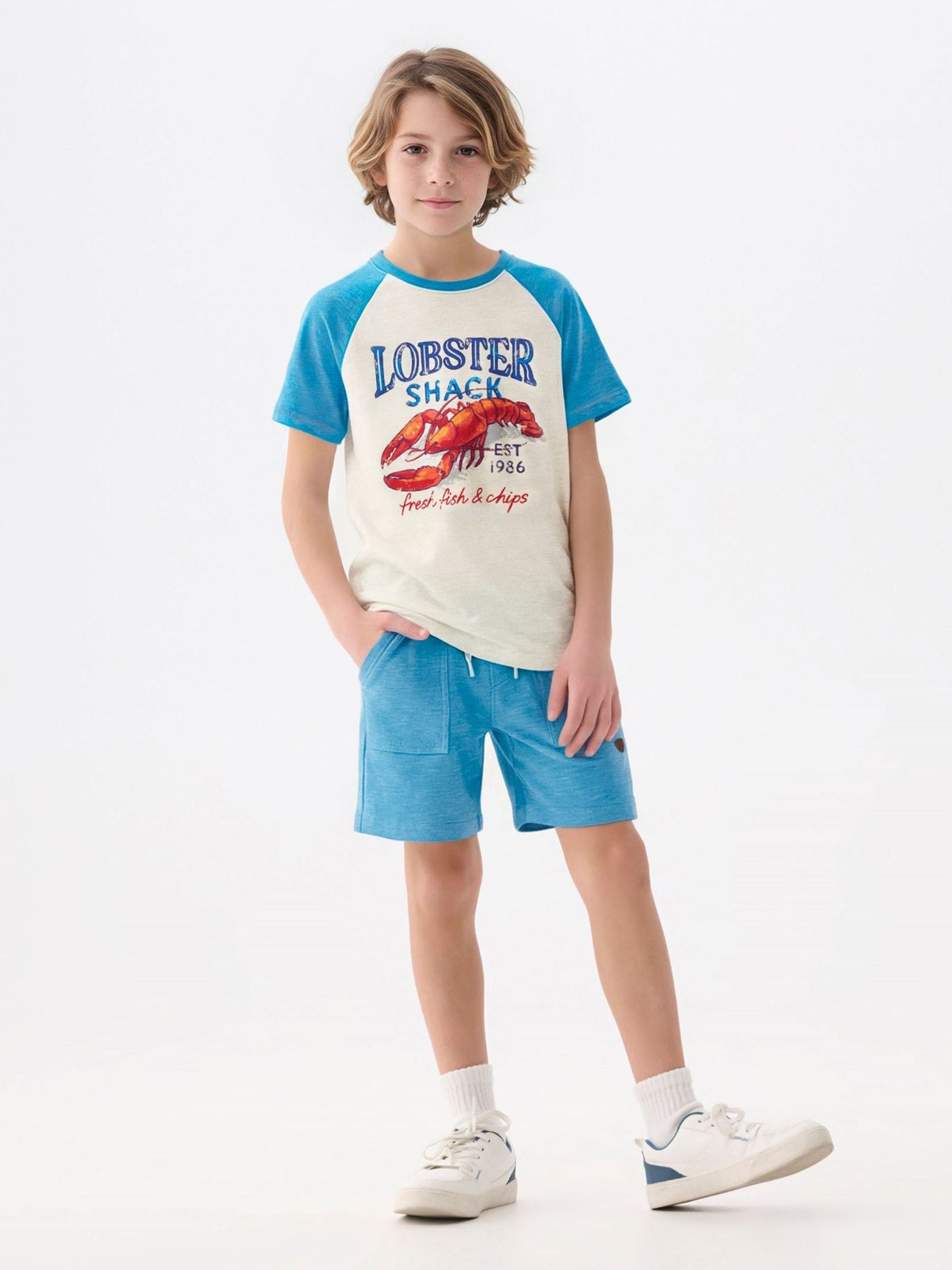 Hatley Natural Lobster Shack Raglan T-Shirt And Shorts Set image 1