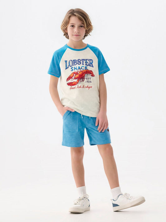 Hatley Natural Lobster Shack Raglan T-Shirt And Shorts Set image 1