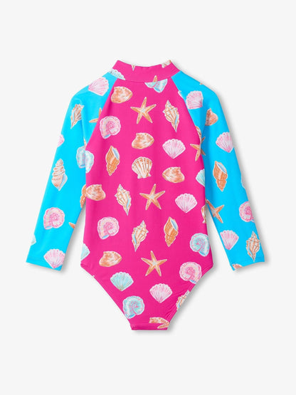 Hatley Pink Ocean Shells Longsleeve Rash Swimsuit image 3
