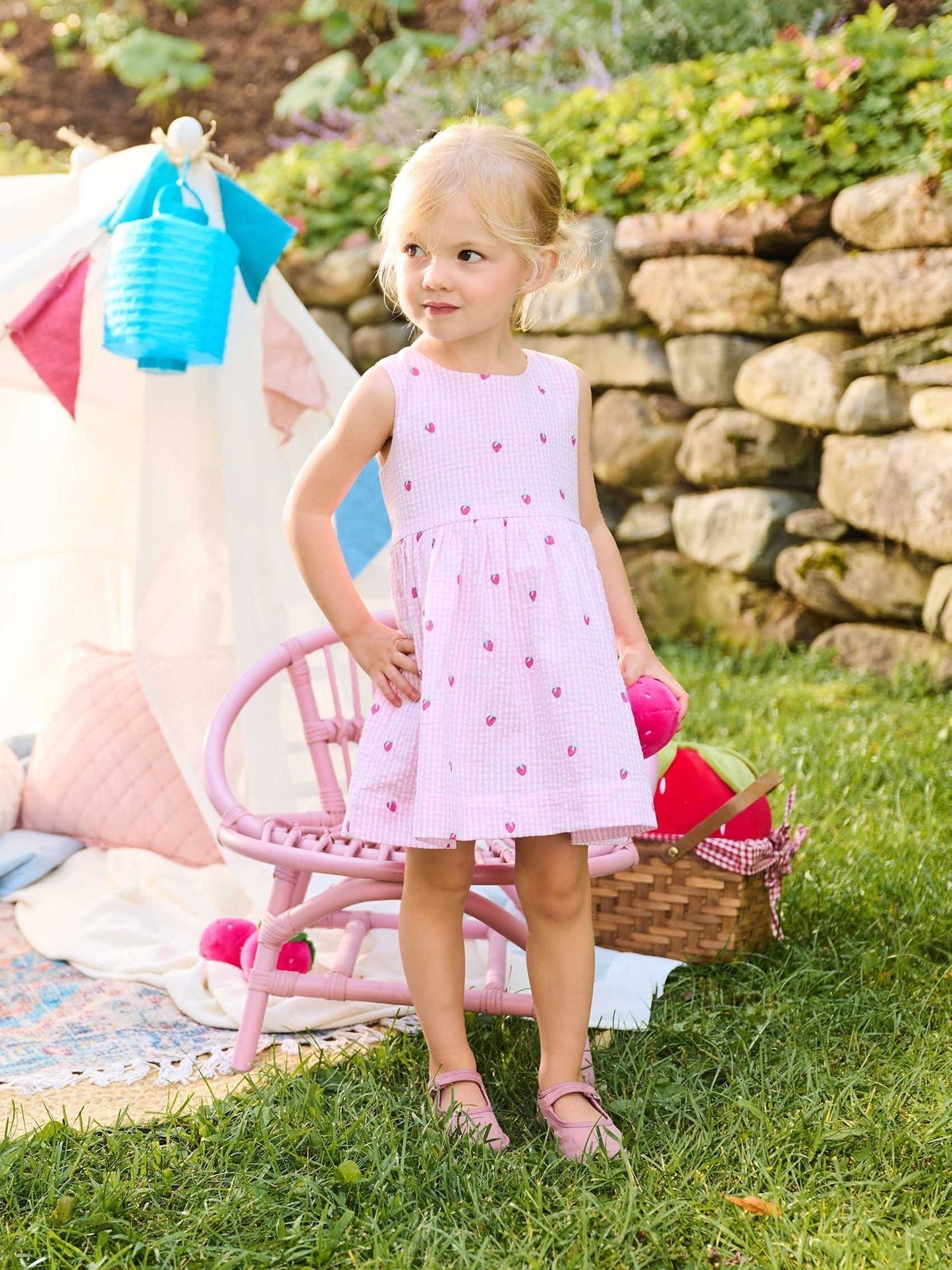 Hatley Pink Teeny Berries Gingham Sleeveless Party Dress image 3