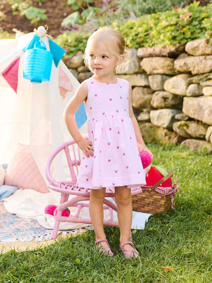 Hatley Pink Teeny Berries Gingham Sleeveless Party Dress image 3