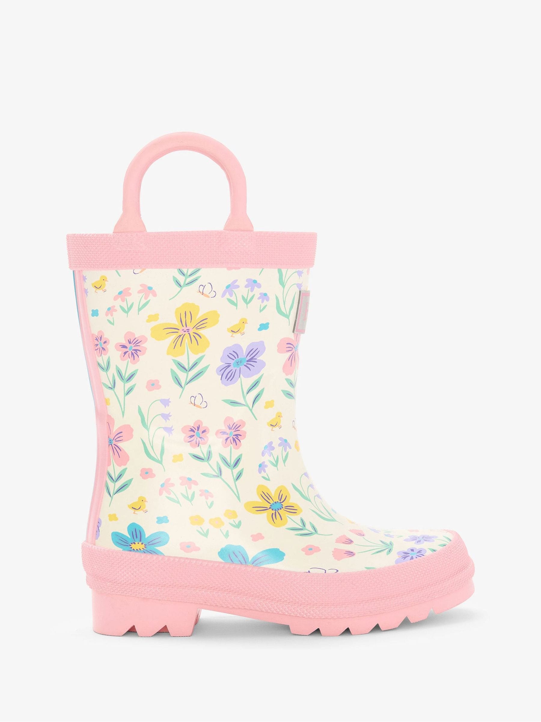Hatley White Little Garden Chicks Wellies With Handles image 3