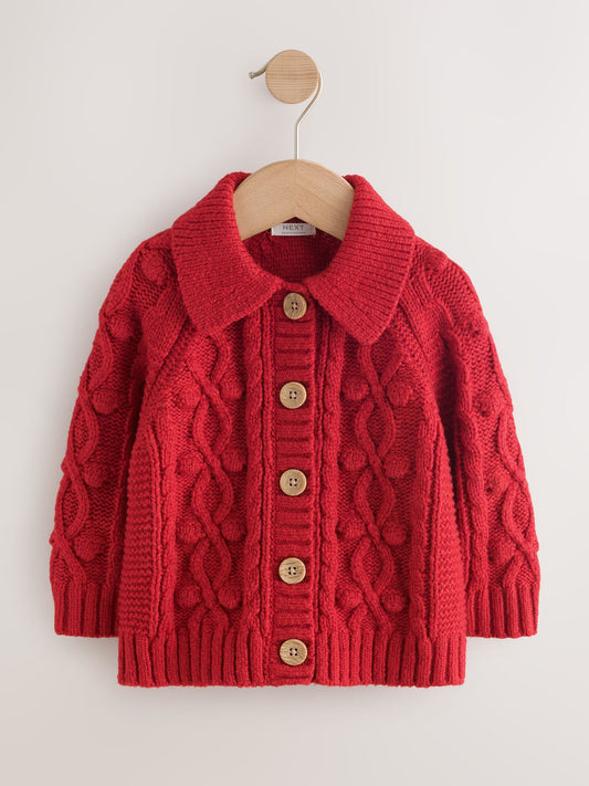 Red Chunky Bobble Cardigan (3mths-10yrs) - image 1