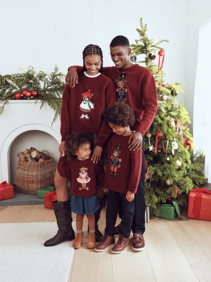 Burgundy Red Nutcracker Bear Christmas Jumper (3mths-7yrs) - image 3
