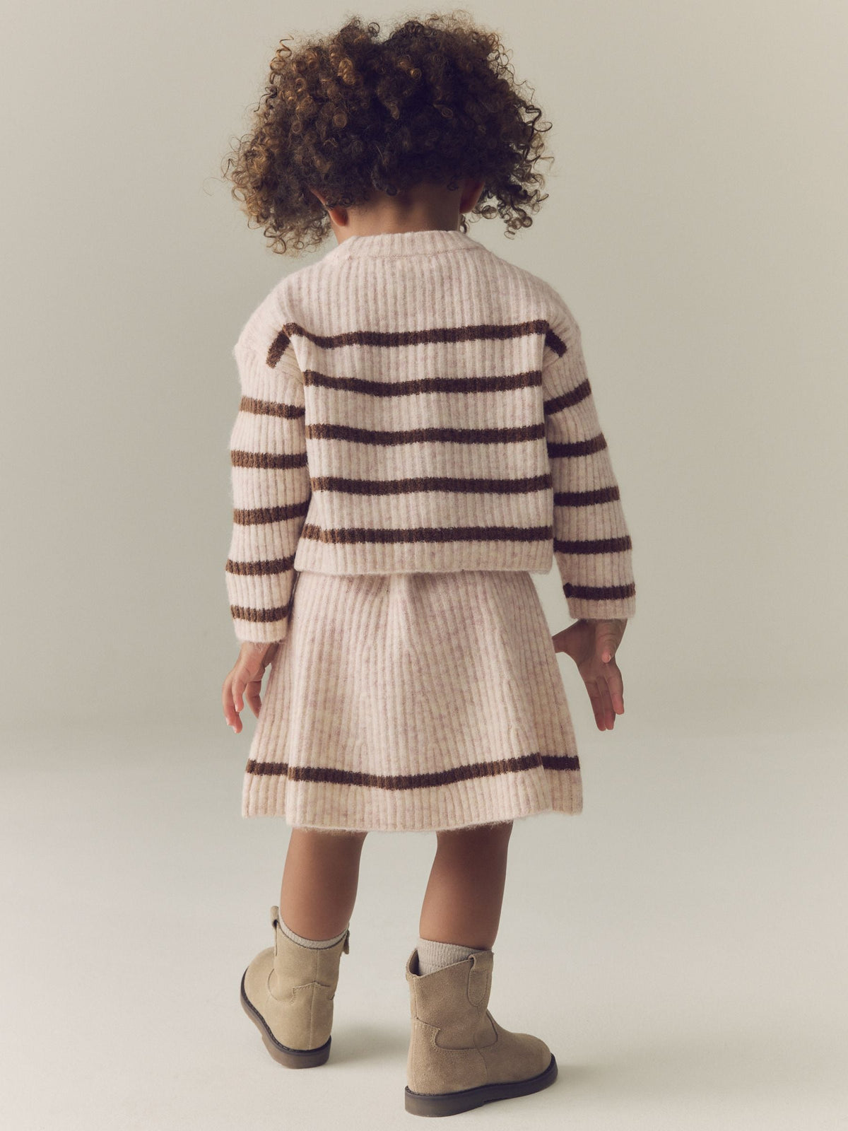 Ecru and Chocolate Stripe Rib Skirt Set (3mths-7yrs) - image 2