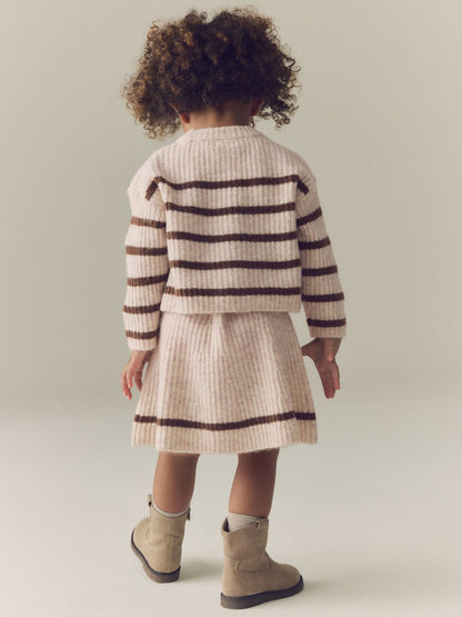 Ecru and Chocolate Stripe Rib Skirt Set (3mths-7yrs) - image 2