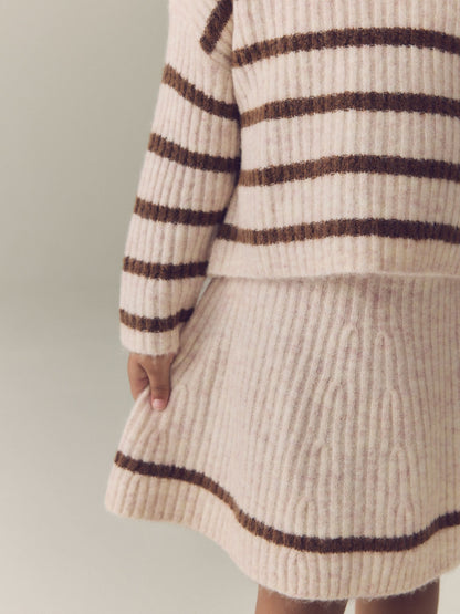Ecru and Chocolate Stripe Rib Skirt Set (3mths-7yrs) - image 3
