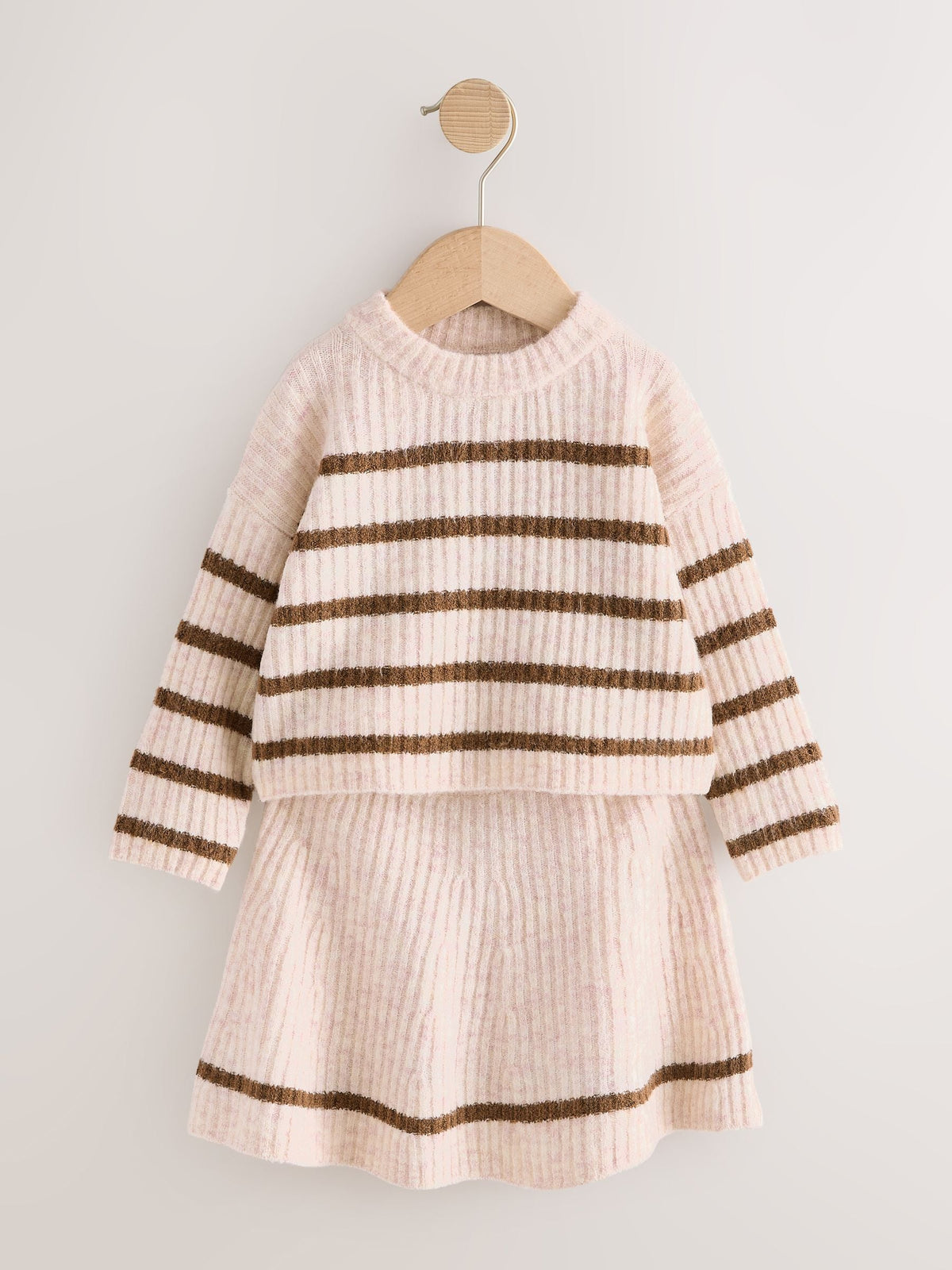 Ecru and Chocolate Stripe Rib Skirt Set (3mths-7yrs) - image 4