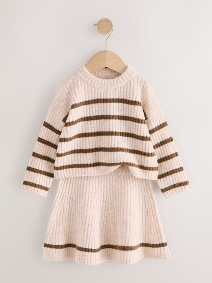 Ecru and Chocolate Stripe Rib Skirt Set (3mths-7yrs) - image 5
