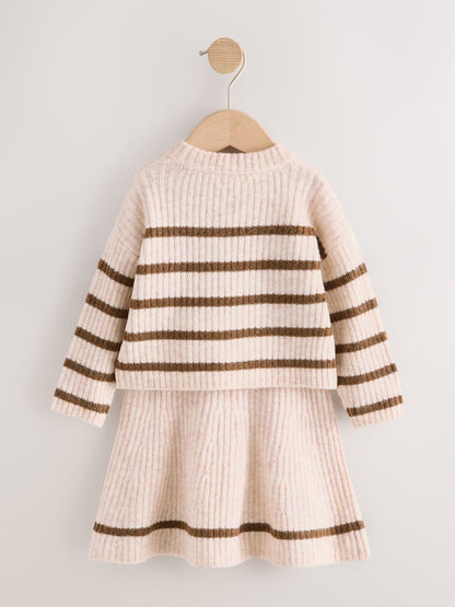 Ecru and Chocolate Stripe Rib Skirt Set (3mths-7yrs) - image 6