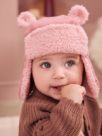 Pink Cord Trapper Baby Hat - image 1
