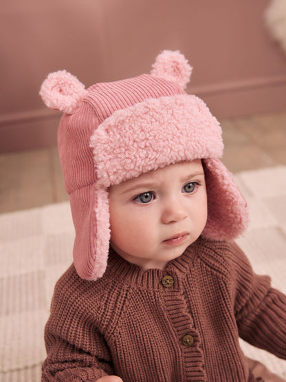 Pink Cord Trapper Baby Hat - image 2