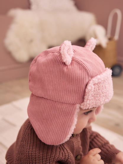 Pink Cord Trapper Baby Hat - image 3