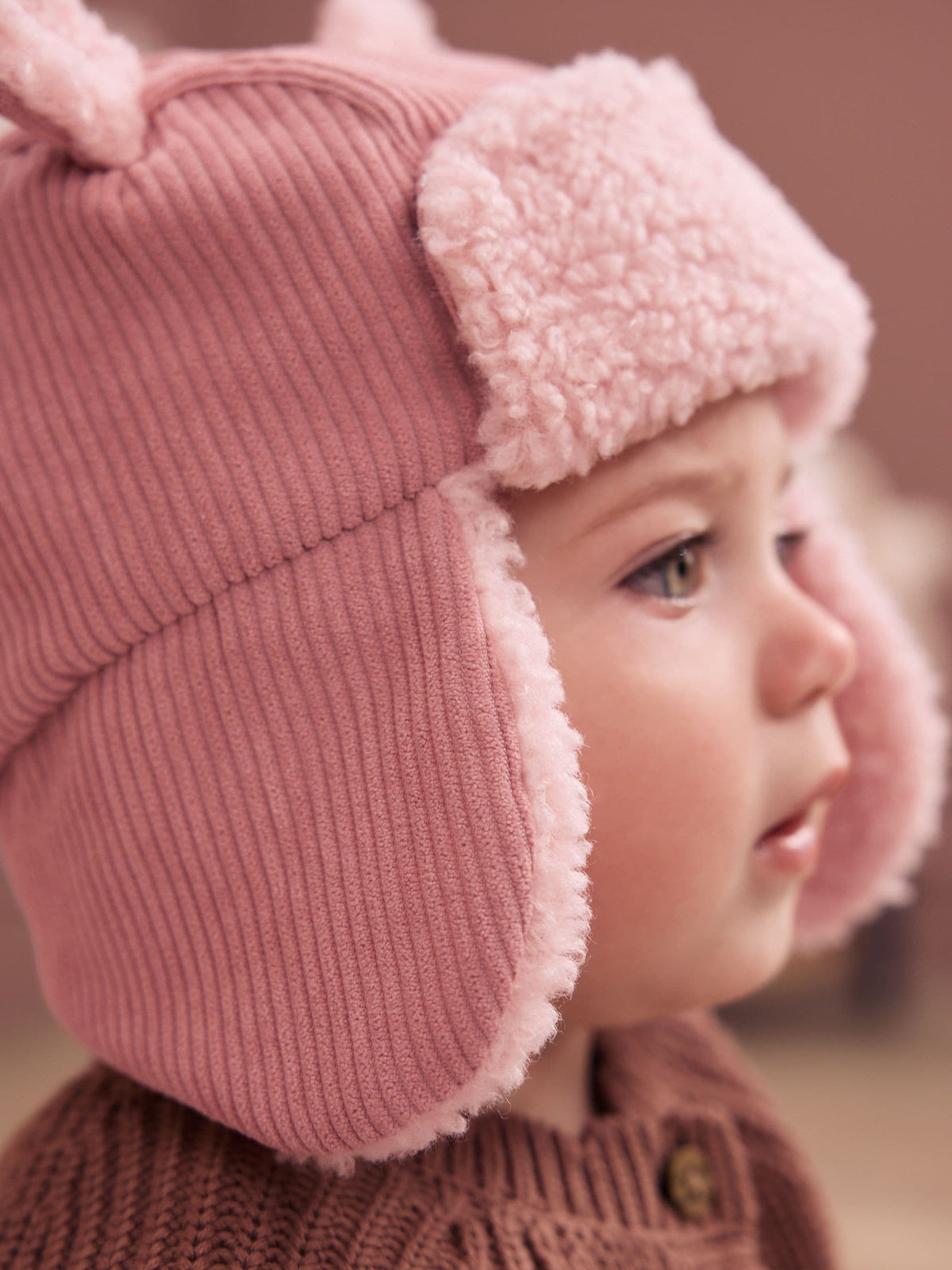 Pink Cord Trapper Baby Hat - image 4