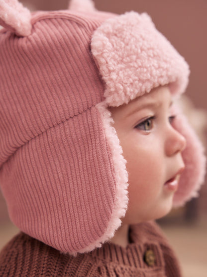 Pink Cord Trapper Baby Hat - image 4