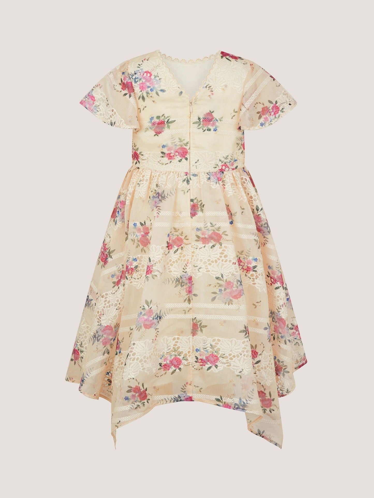 Monsoon Cream Tayla Floral Print Broderie Dress image 2