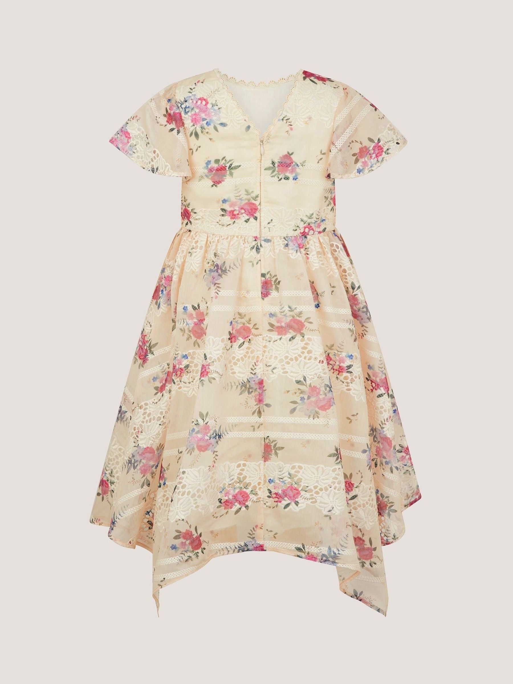 Monsoon Cream Tayla Floral Print Broderie Dress image 2