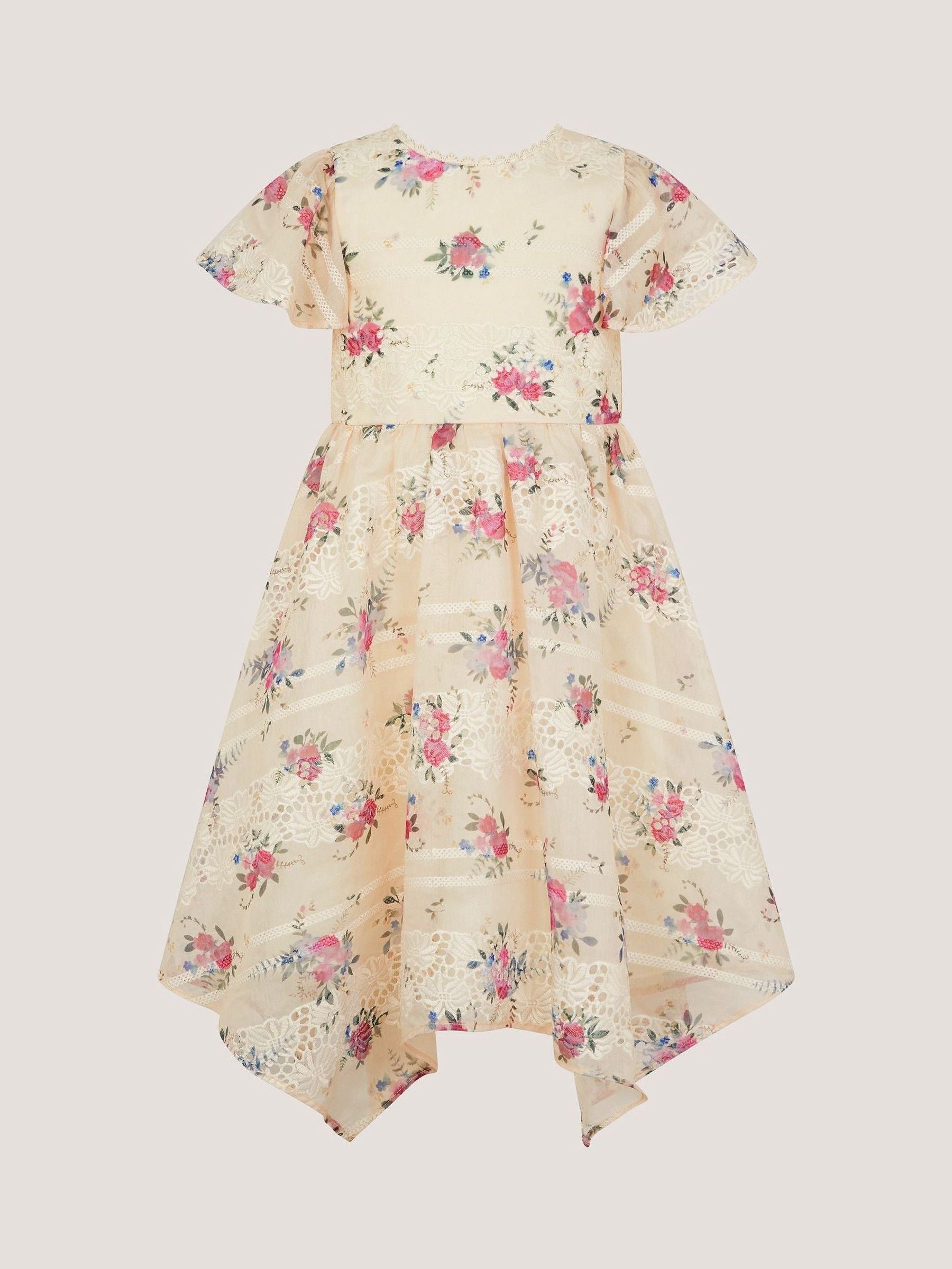 Monsoon Cream Tayla Floral Print Broderie Dress image 3