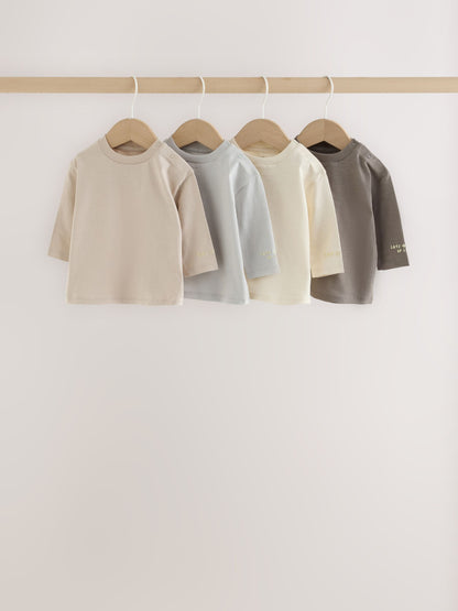 Grey Baby Long Sleeve T-Shirts 4 Pack (0mths-2yrs) - image 1