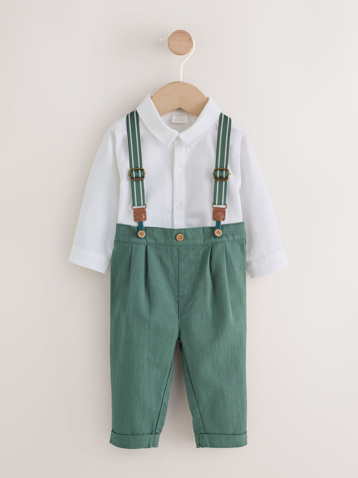 Green Baby Shirt Trousers and Braces 4 Piece Set (0mths-2yrs) - image 1