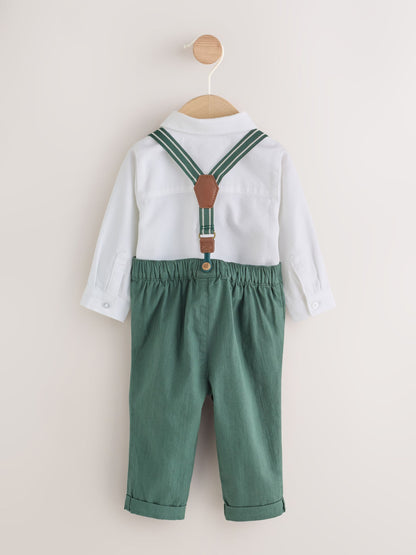 Green Baby Shirt Trousers and Braces 4 Piece Set (0mths-2yrs) - image 3