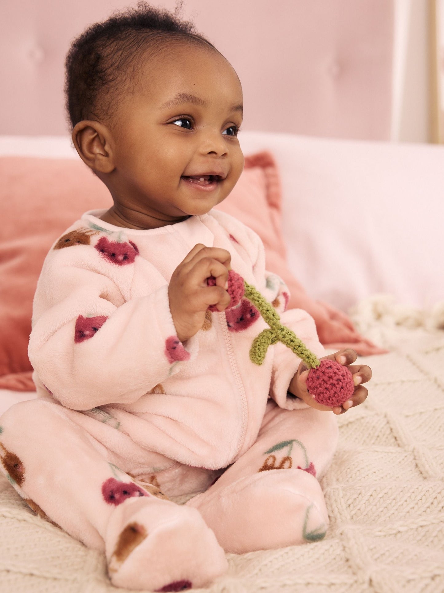 Pink Cat Two Way Zip Fleece Sleepsuit image 3