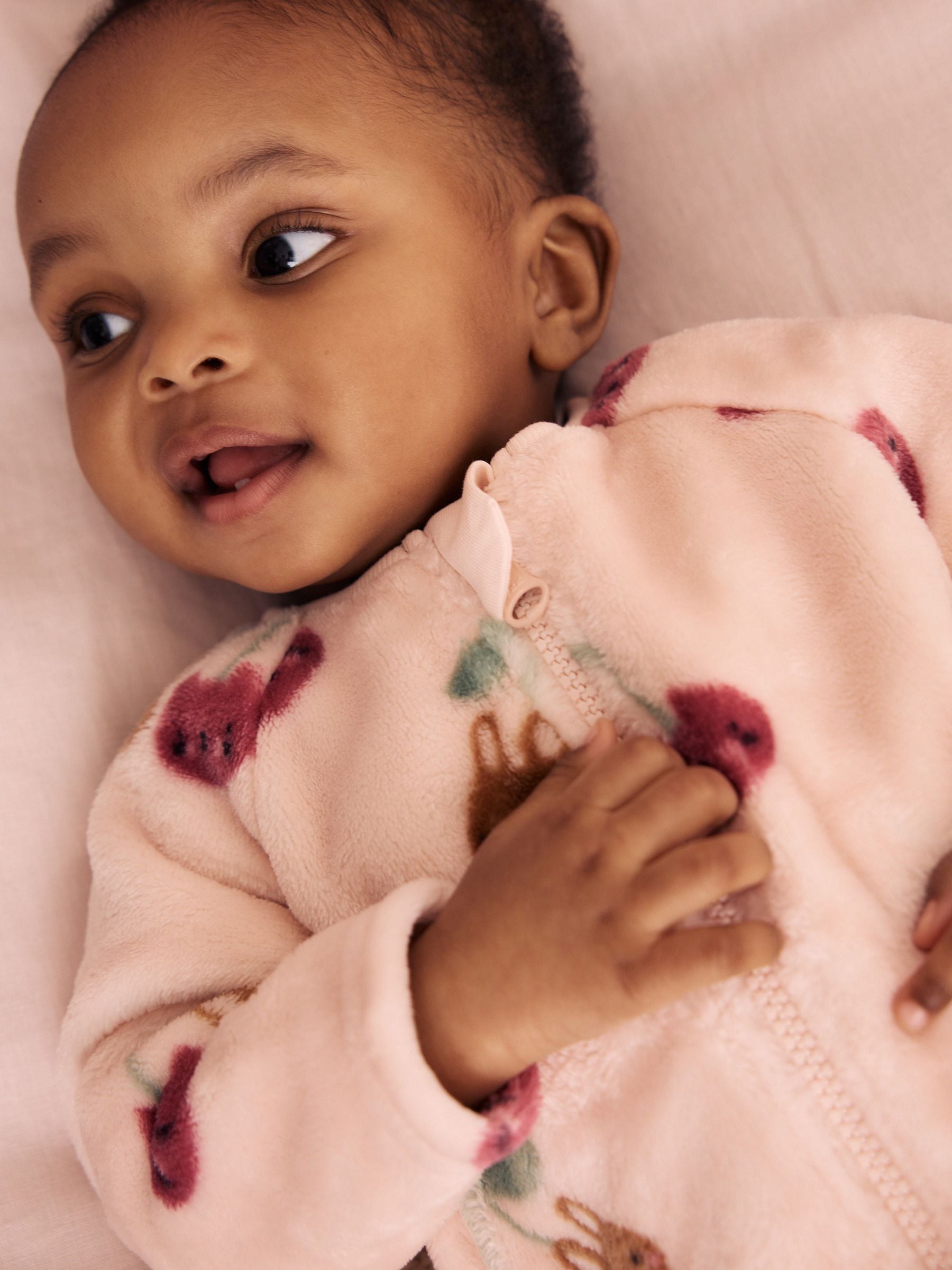 Pink Cat Two Way Zip Fleece Sleepsuit image 4