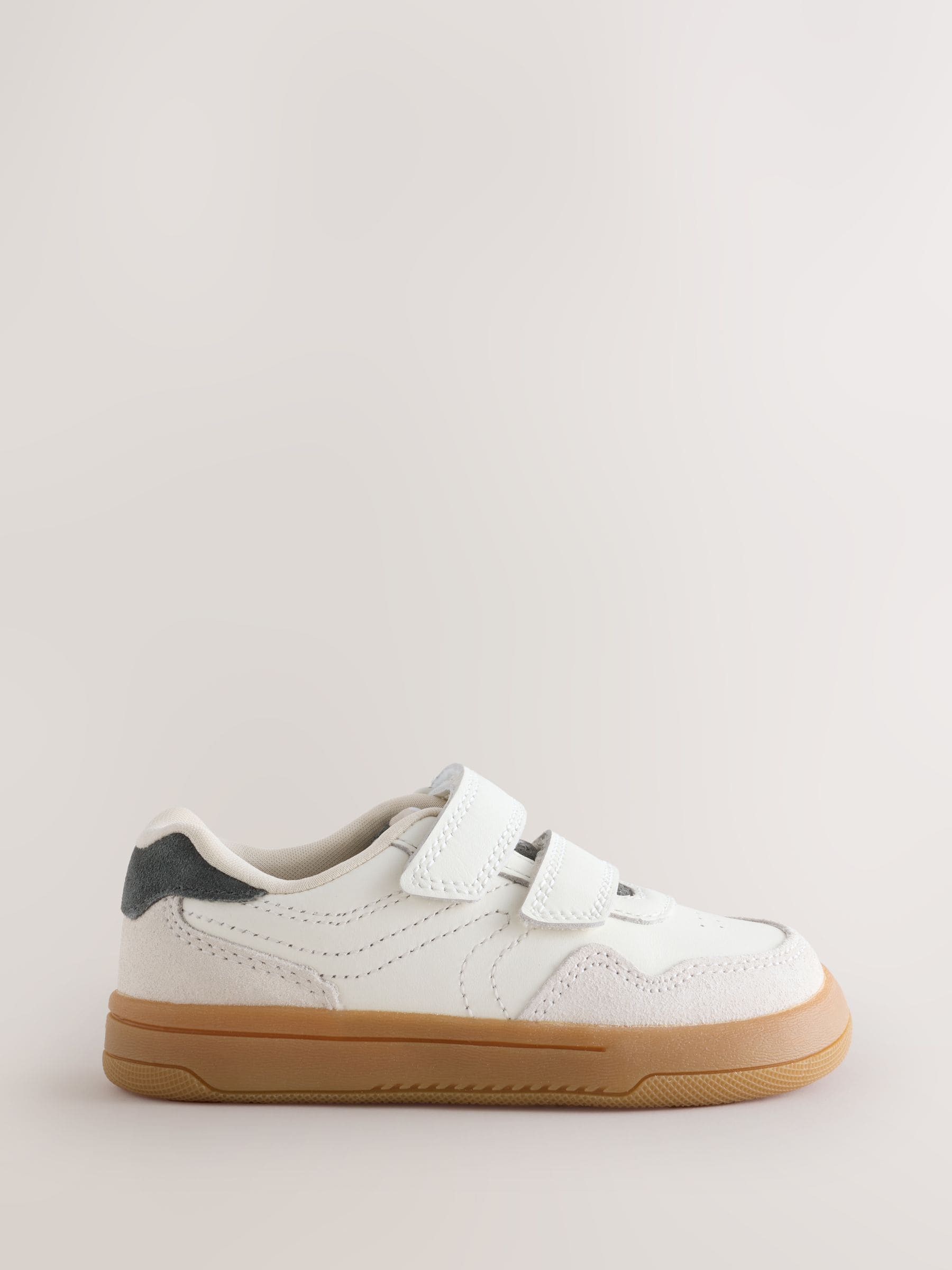 White/Neutral Standard Fit (F) Barefoot Leather Touch Fastening Trainers image 2