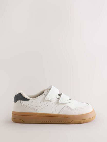 White/Neutral Standard Fit (F) Barefoot Leather Touch Fastening Trainers image 2