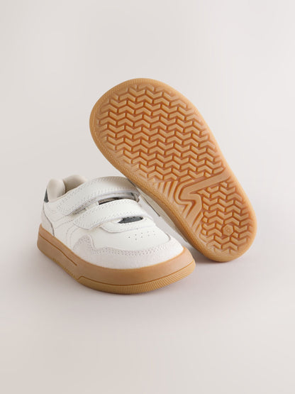 White/Neutral Standard Fit (F) Barefoot Leather Touch Fastening Trainers image 4