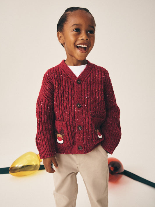 Red Christmas Knitted Crew Neck Cardigan (3mths-7yrs) - image 1