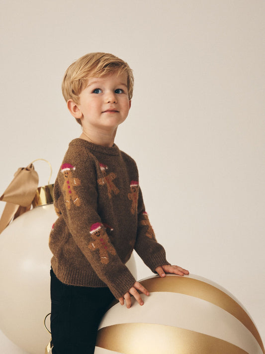 Chocolate Brown Christmas Crew Neck Jumper (3mths-10yrs) - image 1
