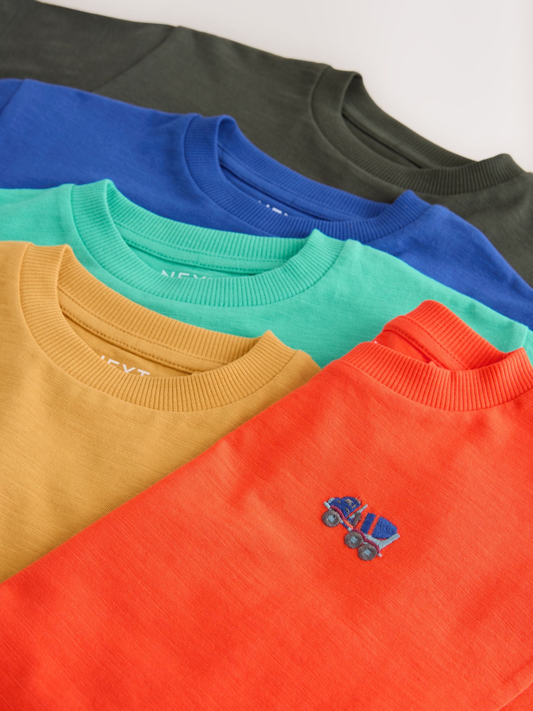 Dsiney Kidz - Multi Bright Transport Embroidery Relaxed Fit Short Sleeve T-Shirts 5 Pack (3mths-7yrs) image 8