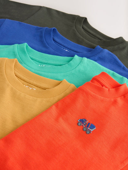 Dsiney Kidz - Multi Bright Transport Embroidery Relaxed Fit Short Sleeve T-Shirts 5 Pack (3mths-7yrs) image 8