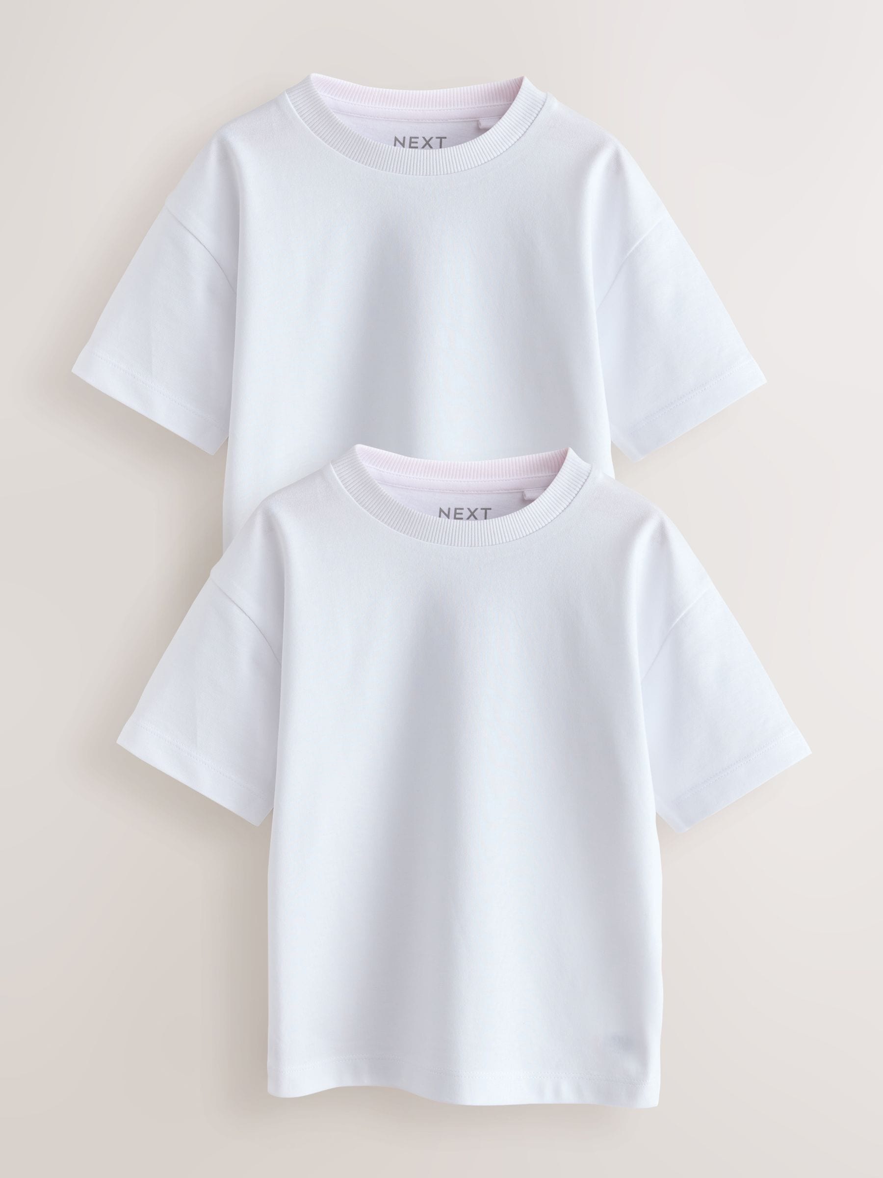 White Short Sleeve Plain T-Shirts 2 Pack (3mths-7yrs) image 1