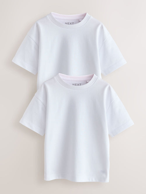 White Short Sleeve Plain T-Shirts 2 Pack (3mths-7yrs) image 1
