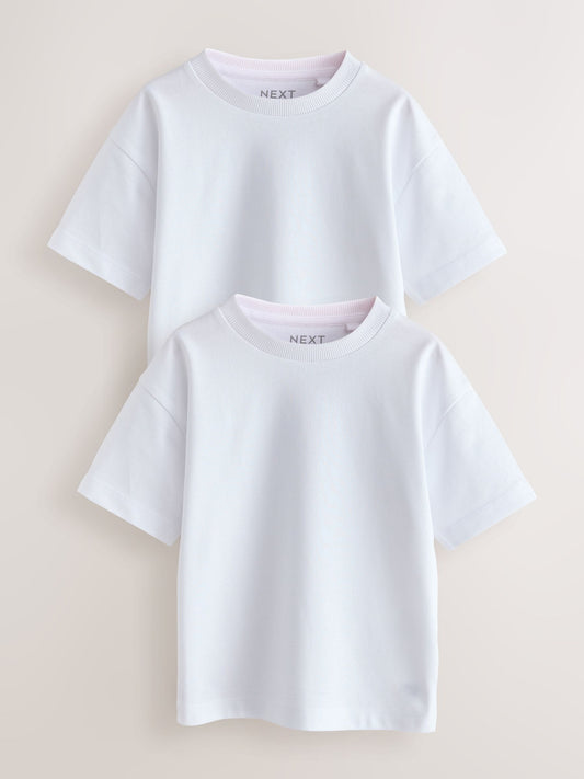 White Short Sleeve Plain T-Shirts 2 Pack (3mths-7yrs) image 1