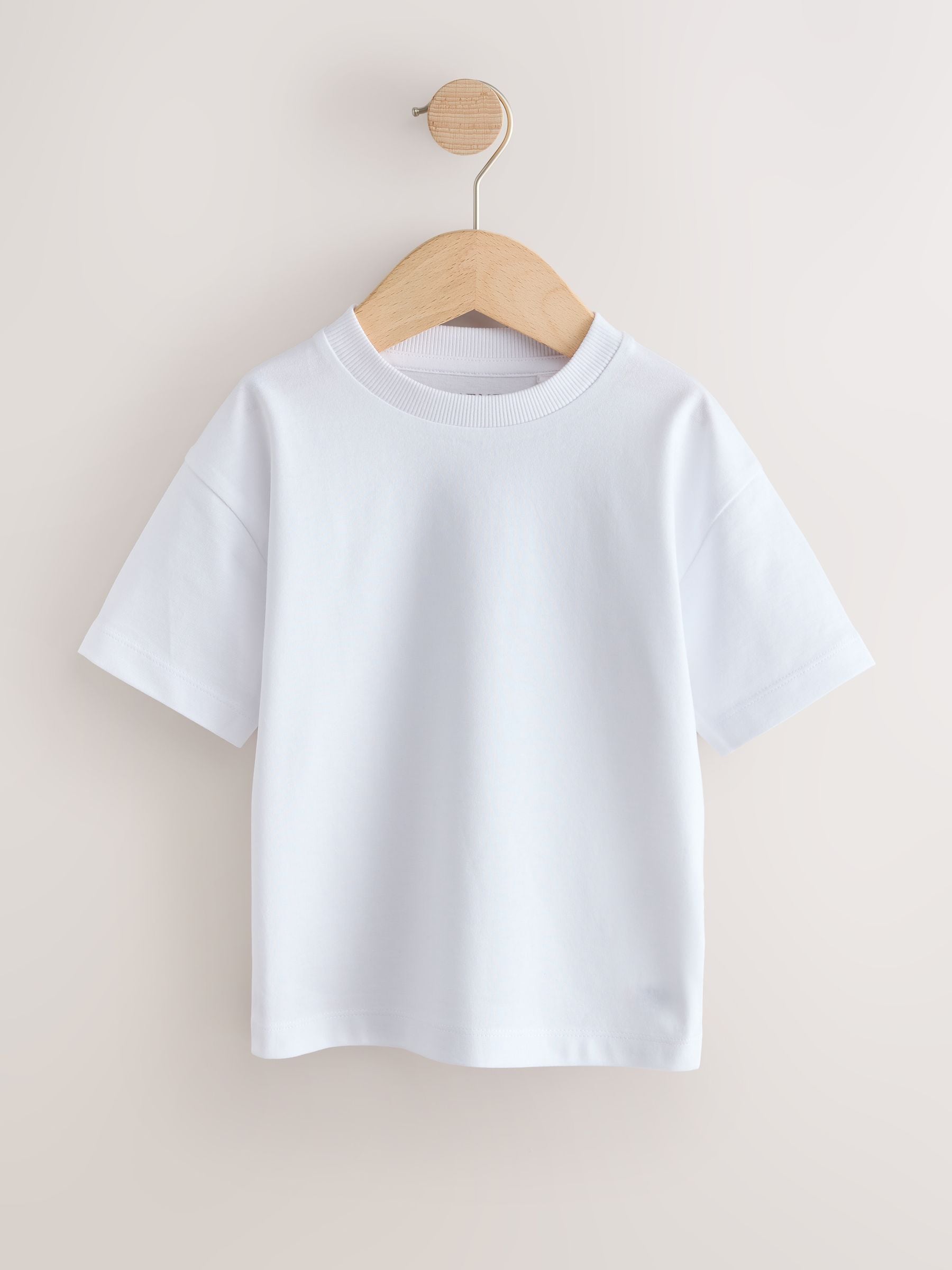 White Short Sleeve Plain T-Shirts 2 Pack (3mths-7yrs) image 3